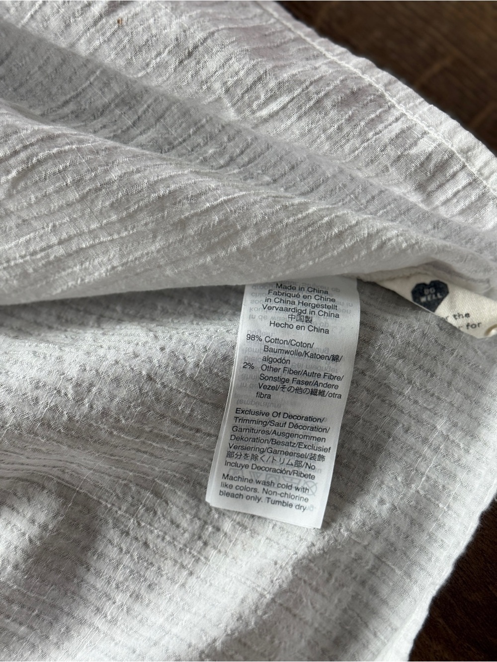 Madewell White Short Sleeve Blouse with Embroidered Blue Trim - Picture 9 of 9